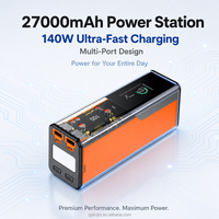 100W 27000mAh Stasiun Portabel Inverter Gelombang Sinus Murni Baterai Lithium Ion Senter LED Kompatibel UK Generator Tenaga Surya untuk