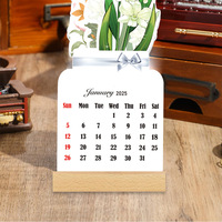 Kalender Kayu Berdiri Grosir, Perencana, Ornamen Dekorasi Rumah, Mini Kreatif, Kalender Bunga Mekar untuk Meja