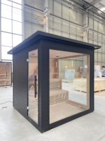 Ruang Sauna Listrik Luar Ruangan Desain Tradisional Kayu Solid Hemlock dengan Kompor Uap Basah, Panel Kontrol Komputer, Perakitan Khusus, Garansi 1 Tahun