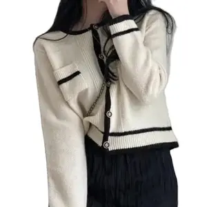 韓国風新作秋ファッションレディースレトロニットジャケットレディースルーズカジュアルセーターカーディガン