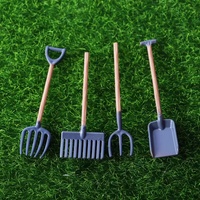 1:12 Dollhouse Set di attrezzi da giardino per bambini-attrezzi da giardinaggio per bambini multicolori rastrello in miniatura, vanga, zappa e rastrello per foglie per bambini