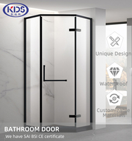 Moderne design luxe badkamer diamantvormige schuifdouchedeur met gehard glas voor natte ruimtes
