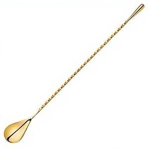 Cuillère à Cocktail en Acier Inoxydable, Couverts à Motif Spirale, pour Remuer les Jus et les Cocktails, Vaisselle - Product Image 1
