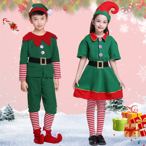 Costume d'elfe vert pour enfants, garçons et filles, tenue de spectacle de Noël, en coton, taille 8-12 - Product Image 1