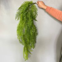 2er-Pack Künstliche Hängende Farnpflanze mit Schwarzem Topf 73 cm Lang für Innen-/Außenbereich (Heim- & Bürodekoration)