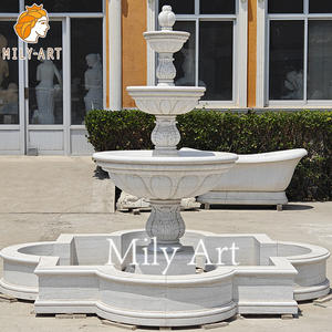 आउटडोर विला के लिए मिली सफेद संगमरमर तीन टियर गार्डन पानी के फव्वारे - Product Image 4