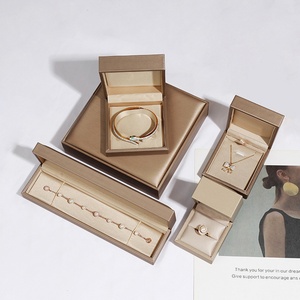 Custom Jewelry <b>Box</b> Pu Leather Gold logo Decorative <b>Empty</b> Jewelry <b>Gift</b> Boxes Rings Necklaces Pendant Storage case - Product Image 2
