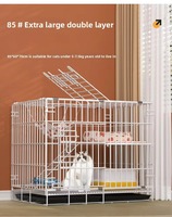 Petite cage pliable pour chat d'intérieur, villa pour animaux en fer, motif solide, plateau en plastique, palette multi-niveaux, maison pour chat écologique, boîte à bouton