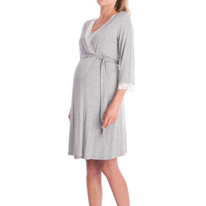 Abiti da notte premaman Cardigan con cuciture in pizzo incinta per allattamento al seno abiti <span class=keywords><strong>pigiama</strong></span> per mamma in gravidanza - Product Image 5