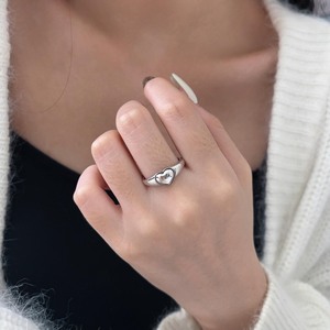 Yinruitai S925 Sterling Silver Heart Shaped <b>Open</b> <b>Ring</b> Minimalist Stackable Women's Fashion Jewelry Gift - Product Image 2
