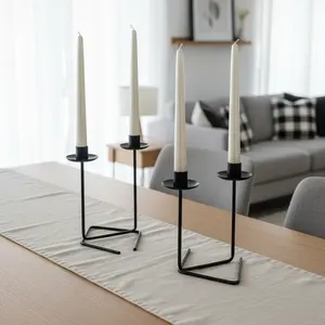 MUMHANE High Quality <b>White</b> Pearl Conical <b>Candlestick</b> Holder Handicraft Iron Pillar Stand for Home Decor or Weddings Set of 4 - Product Image 1