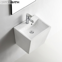 ORTONBATH lavabo semi-piédestal évier de salle de bain demi piédestal lavabo suspendu ensemble de toilette salle de bain lavabo en céramique