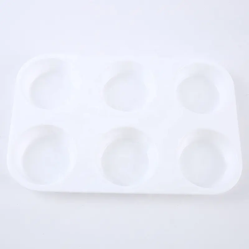Keep Smiling Art Supplies 6-Hole Plastic Paint Palette Tray Watercolor Acrylic Paint Tray Palettes