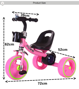 Tricycle en plastique à 3 roues de qualité supérieure, écologique, confortable pour les enfants de 2 à 7 ans, avec lumière et musique - Product Image 4