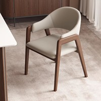 Chaise de salle à manger en bois massif, design minimaliste moderne, cuir PU, design nordique, pour hôtel, restaurant, mobilier commercial, doux et durable
