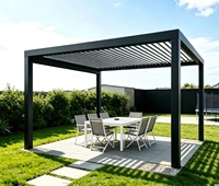 Gazebo de Aluminio con Techo Rígido, Impermeable, Resistente a los Rayos UV, de Alta Resistencia, para Patio, Jardín, Barbacoa, Balcón, Motorizado/Manual