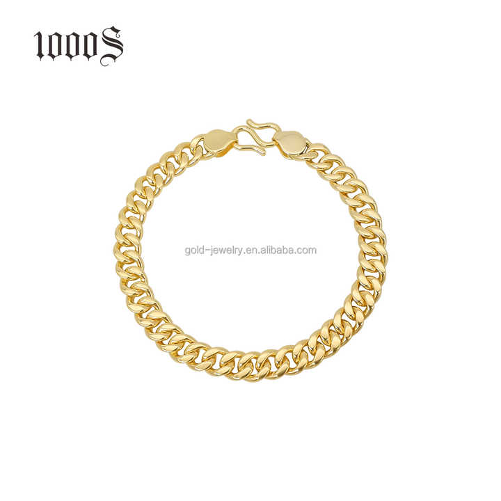 AU750メンズチャームブレスレットチェーン18kイエローピュアゴールド