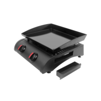 Barbecue à gaz portable moderne de qualité supérieure pour l'extérieur, 2 brûleurs, plaque de cuisson de table avec construction en métal thermolaqué
