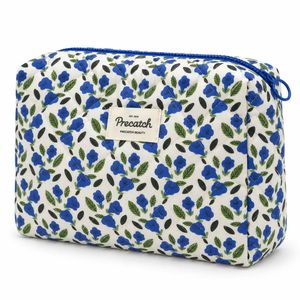 Pochette cosmétique matelassée en coton à imprimé floral, grande capacité, pour voyage, pour femmes, marque privée, fournisseur OEM - Product Image 2