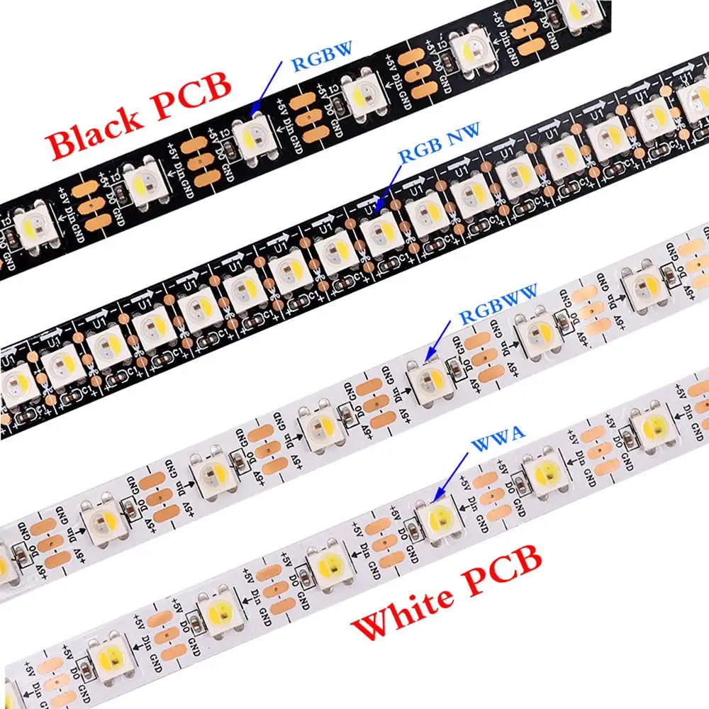 Hot Sale High Brightness 30 60 LEDs 12V 24V SMD 5050 Cuttable 10mm 12mm Light Ribbon Flexible RGB LED Strips 3M Tape Lights