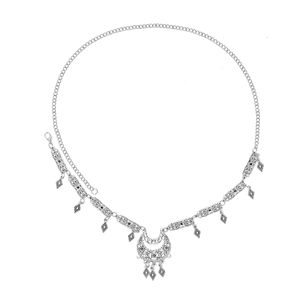 Maang <strong>Tikka</strong> Headband Bohemian Ethnic Retro Silver Carved Flower Tassel <strong>Headpiece</strong> - Product Image 4