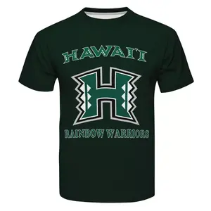 도매 남자 티 탑 하와이 대학 고품질 프리미엄 코튼 티셔츠 사용자 정의 하와이 레인보우 전사 인쇄 남자 유니폼
