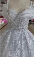 Magnifique Robe de Mariée Bouffante Épaules Dénudées en Dentelle Brodée de Perles Cousues Main, Collection 2025 pour Mariée Africaine, avec Longue Traîne Spectaculaire