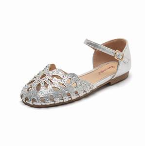 Pretty Classic <b>Soft</b> Bottom Girl Hollow Out Diamonds Princess Dress <b>Shoes</b> Comfortable Kids Sliver School Leather <b>Shoes</b> for Girls - Product Image 1