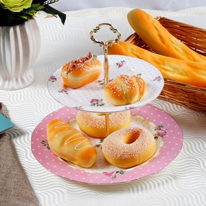 Juego de Platos de Porcelana de 2 Niveles Estilo Real para Aperitivos, Postres y Tartas - Product Image 3