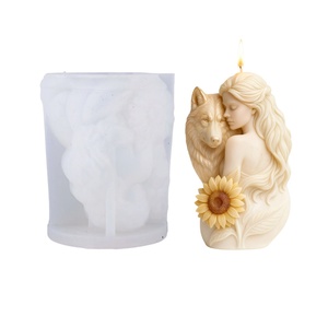 Molde de silicona UNIMOUND para velas aromáticas de niña lobo, hecho a mano, apto para lavavajillas, adornos DIY al por mayor, hecho en China - Product Image 5