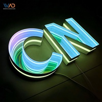 Enseigne lumineuse LED néon personnalisée RVB multicolore à effet miroir infini, indice de protection IP67 - Lettres canal
