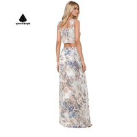 Jupe à paillettes élégante pour fête Costume pour femme Top court sans manches Taille haute Jupe maxi à paillettes Ensembles jupe deux pièces