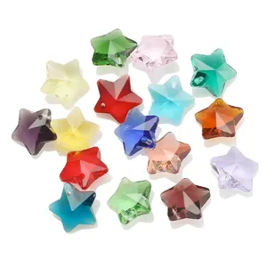 Zhubi Wholesale 14MM Pentagram Star Glass Beads for DIY Earring Pendant Colorful Star Glass Beads For Jewelry Making