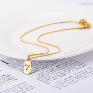 Collier avec pendentif numéro porte-bonheur 7 pour femme, chaîne de clavicule en acier inoxydable, cadeau pour elle, bijoux à la mode - Product Image 2