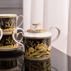 Service à café de luxe nordique 15 pièces en porcelaine fine, soucoupes en céramique royale, boîte cadeau personnalisable avec logo – Vaisselle à thème océanique – Vente chaude - Product Image 5