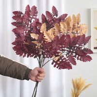 Décoration d'intérieur : Feuilles artificielles de Dusty Miller, grandes feuilles de soie d'automne, verdure artificielle DIY en gros