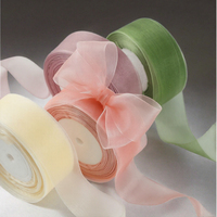 Ruban en Organza et Mousseline de Soie 40mm, Bobine de Polyester Transparent 4cm pour Emballage Cadeau Halloween, Décoration de Gâteaux et Bouquets Floraux, Écologique