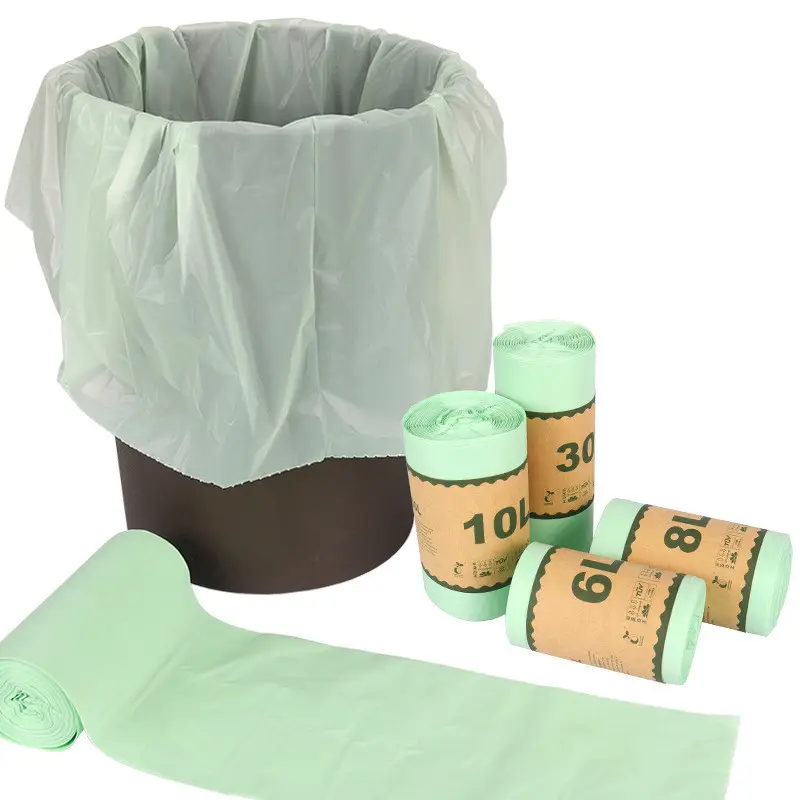 2022 Customized 100% Eco Friendly Biodegradable Compostable Garbage Bags on roll Cornstarch Packaging Green Products Trash bags