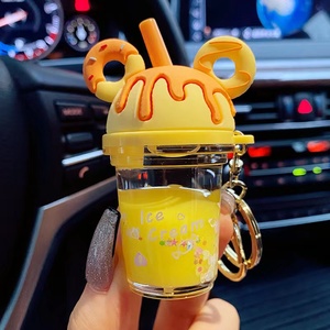 Gantungan Kunci Minyak Gantungan Kunci Cangkir Teh Susu Lucu Tas Gantungan Kunci Pasir Hisap Cair Gantungan Kunci Minyak Cair Liontin Mobil - Product Image 3