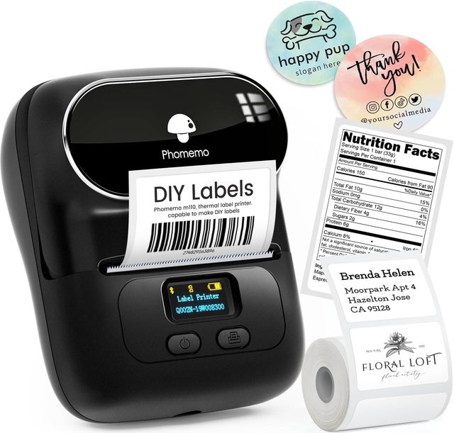 Phomemo M110 Mini Label Printer Wireless Thermal Portable Label Maker Printer for Small Business