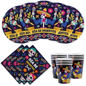 Dia De Los Muertos Decoration Table Decoration Partyware Disposable Dinnerware Sets Party Paper Plate Tableware