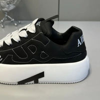 Chaussures de course classiques à logo personnalisé, couleur unie, en maille, antidérapantes, en cuir PU vulcanisé, tendance mode, unisexe, plateforme plate