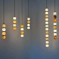Petit luminaire suspendu minimaliste avec télécommande, abat-jour en marbre, hauteur réglable, économie d'énergie, finition colorée pour salon