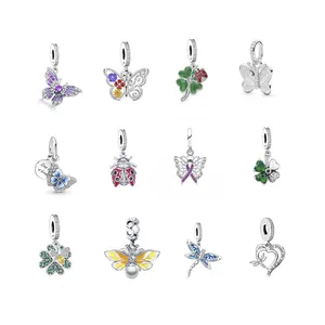 925 Sterling Silver Beads Animal Butterfly Dragonfly coccinella ciondoli per la creazione di gioielli