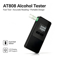 Testeur d'haleine intelligent professionnel AT808, capteur à pile à combustible, écran LCD rétroéclairé, fonctionnement à un bouton, réponse rapide, 0,050 % BAC