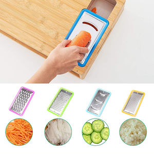 Outil multifonctionnel réutilisable en bambou pour fruits et légumes, facile à nettoyer, hachoir, trancheuse, coupe-légumes avec 4 plateaux pour le stockage des aliments - Product Image 2