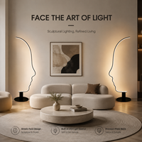 Lámpara de Pie LED Escultural Moderna Europea con Diseño de Rostro, Lámpara Artística para Sala de Estar, Dormitorio y Decoración del Hogar