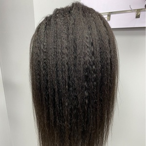 Guarantee Hair Brazilian/peruvian Mink Hair <b>Lace</b> <b>Wig</b> Kinky/yaki Straight <b>Lace</b> <b>Wig</b> Natural Color Handmade and Machine Wefted <b>Wig</b> - Product Image 6