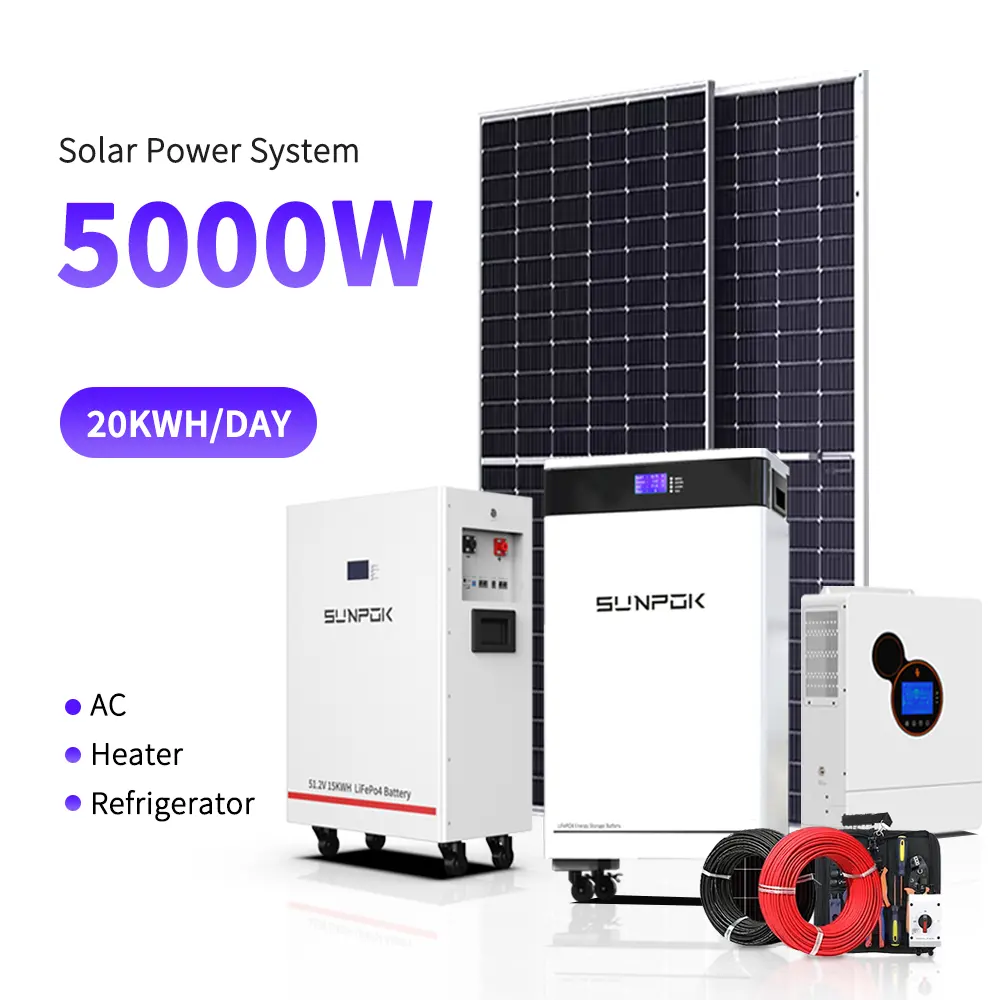 Listino prezzi a buon mercato 1000W 1KW sistema di energia solare ibrido 12v 24 v pannello solare 12 sistema da 24 volt per sistema di illuminazione solare domestica