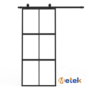 Kit quincaillerie pour <span class=keywords><strong>porte</strong></span> <span class=keywords><strong>coulissante</strong></span> <span class=keywords><strong>industrielle</strong></span> en fer et aluminium, style français moderne, barre suspendue, matière verre, rails, nouveauté - Product Image 4